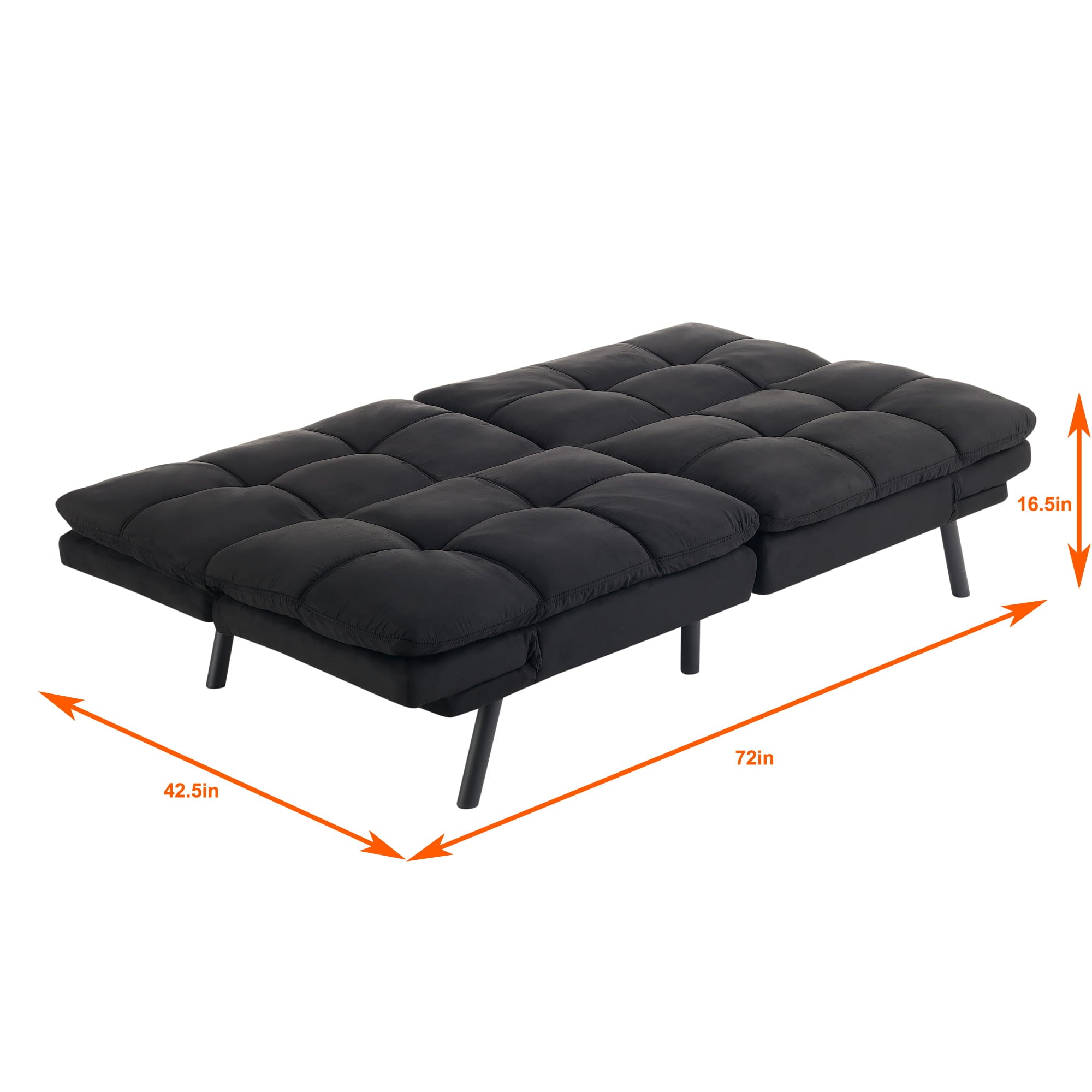 Sofa Cum Beds: Futon, Black Suede, Fabric, Wood, Metal