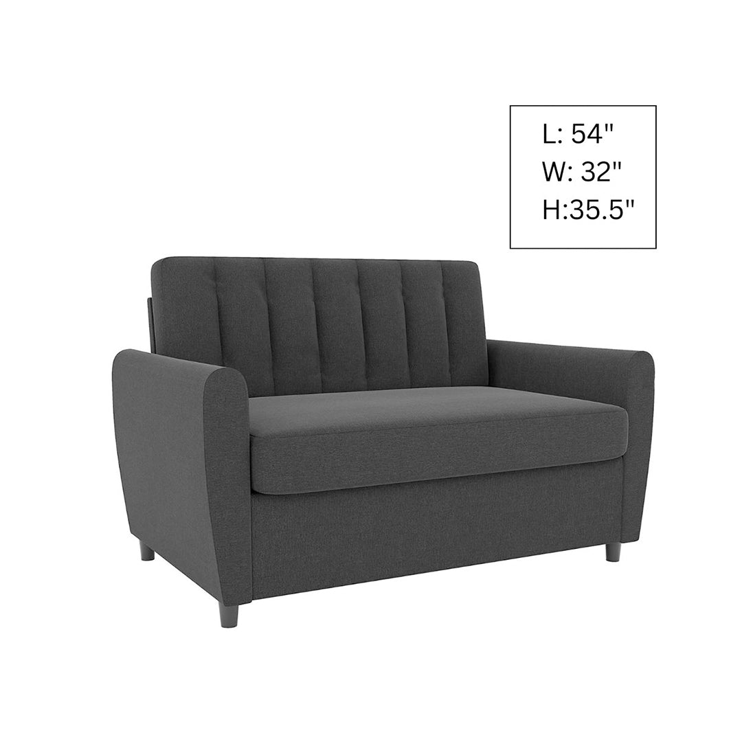 Sofa Cum Beds Sleeper Sofa with Memory Foam Mattress - Twin - Dark Grey