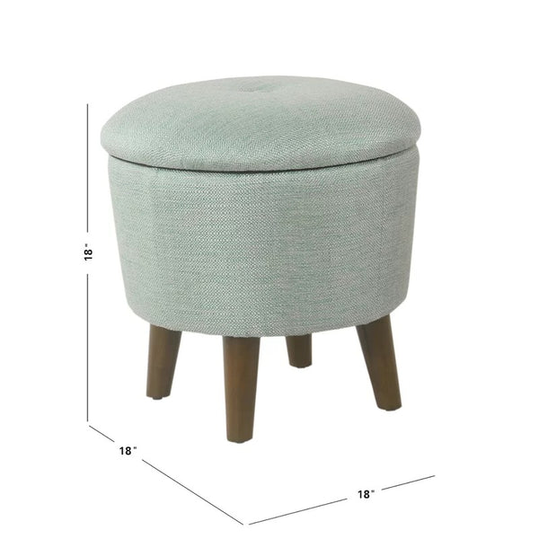 Storage Ottomans: 18'' Wide Tufted Round Footstool with Storage