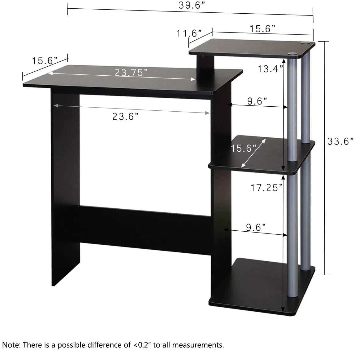 Study Table : Computer Table, Square Side Shelves & Study Table