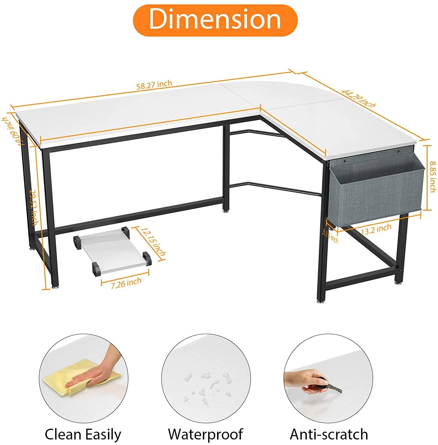 Study Table : Modern Simple Multi-Usage Study Table with Storage Bag