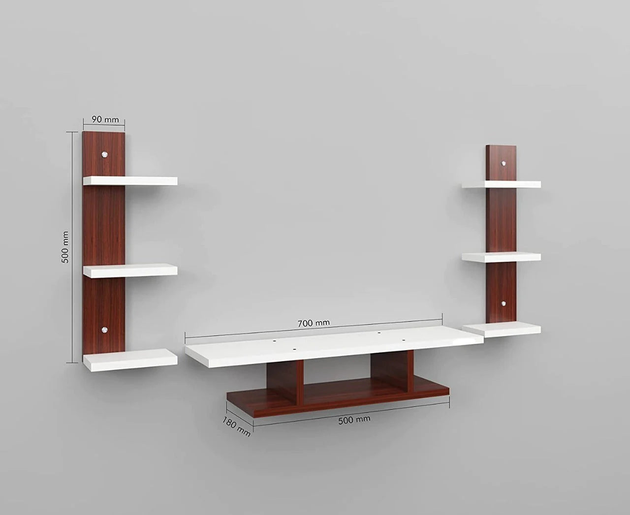 Wall Mount TV Unit: TV Entertainment Unit Walnut & White