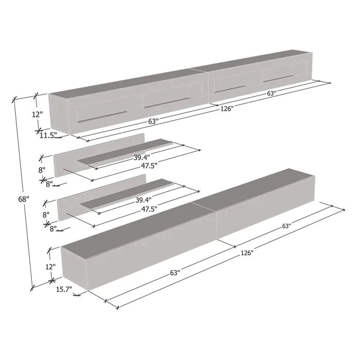 TV Panel: Floating Entertainment Center for TVs up to 85"