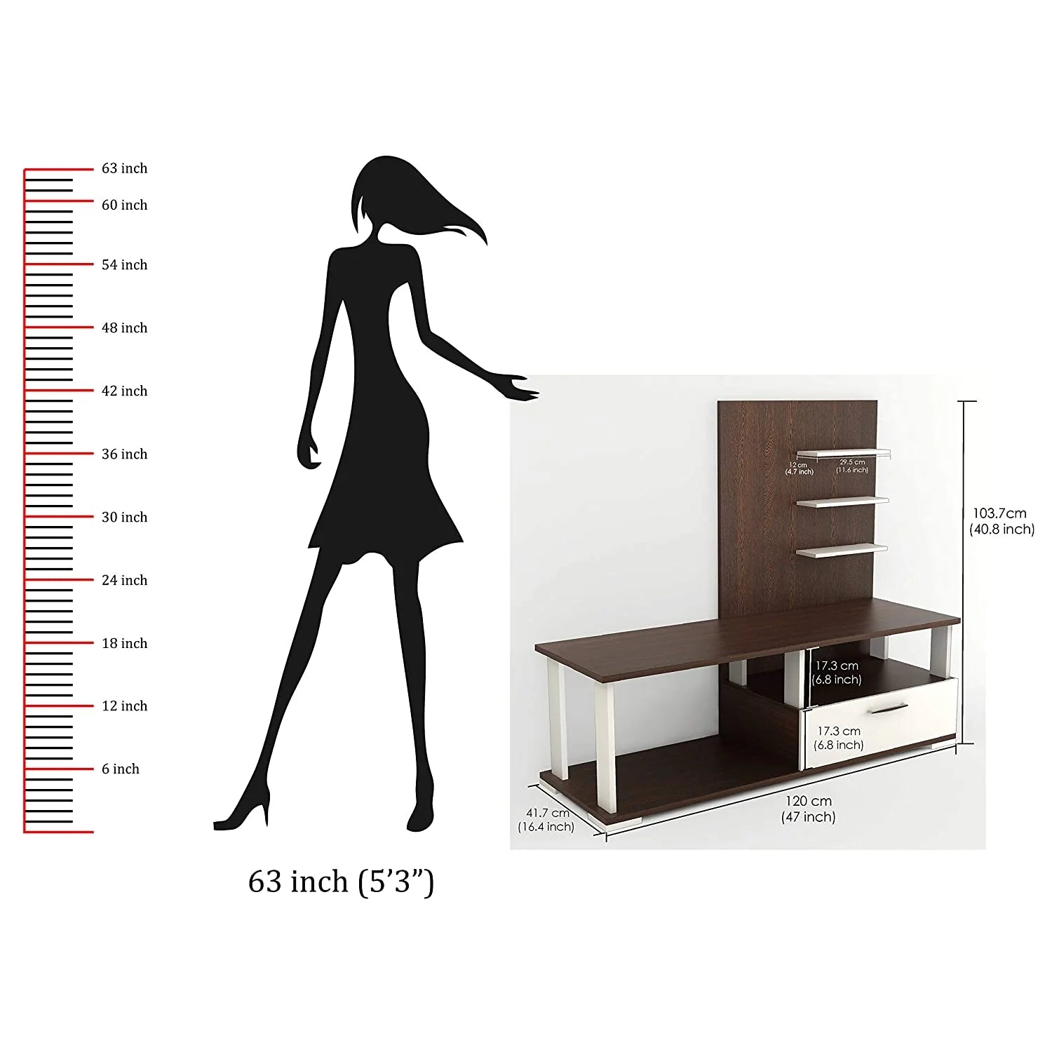 TV Stand: Novh Wood TV Entertainment Unit Stand (Wenge & White) Standard - Ideal for upto 32"