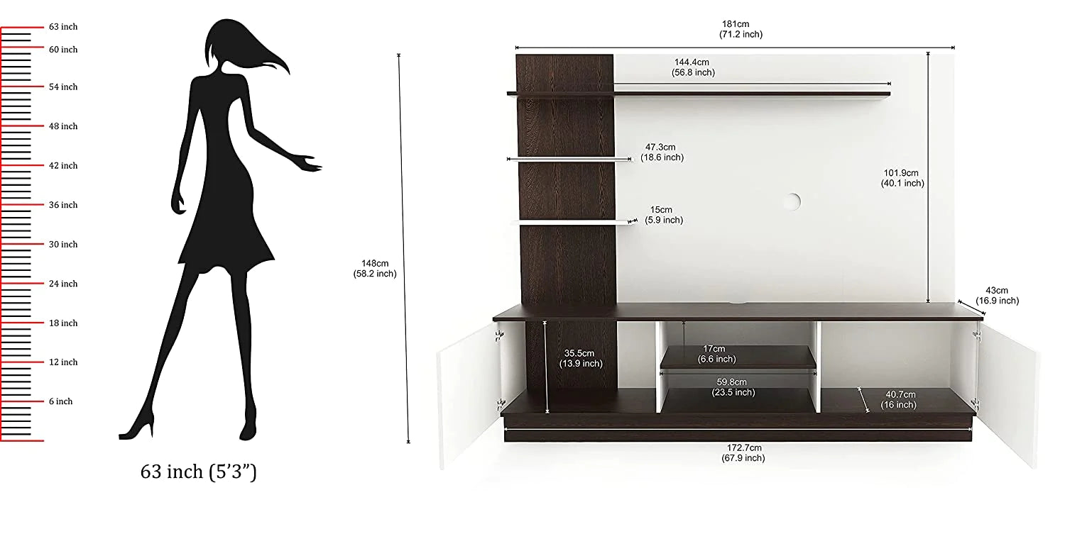 TV Stand: Rolet Engineered Wooden Showcase TV Entertainment Unit Stand, TV Panel (Wenge, Frosty White)