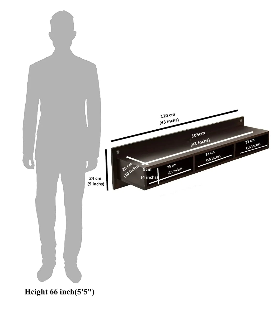 Wall Mount TV Unit: TV Stand Unit Wall Shelf for Living Room