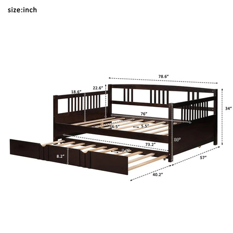 Trundle Bed: Wood Daybed with Trundle Bed