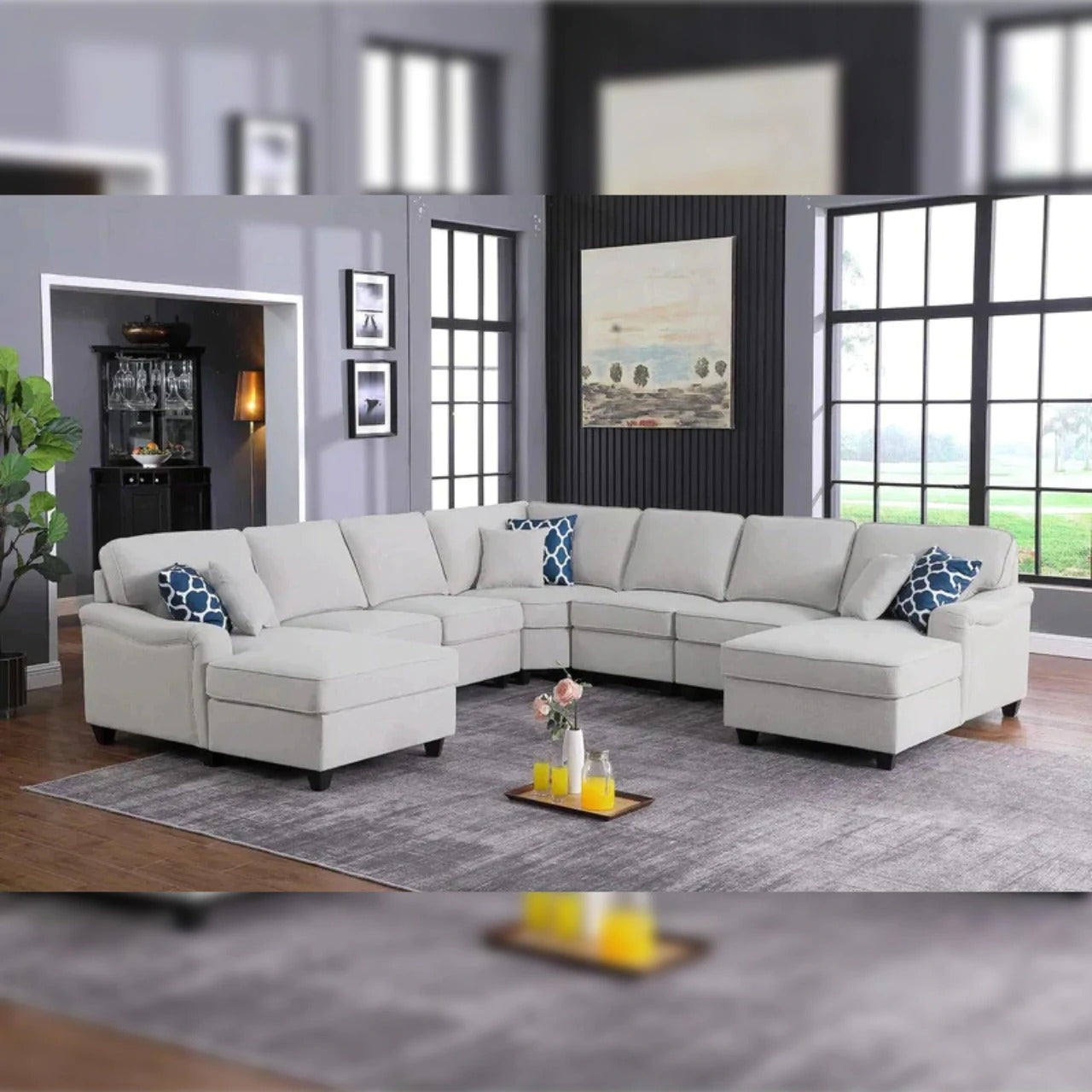 U Shape Sofa Design, Modern U Shaped Sofa Designs, Latest Designs Of U Shape Sofa Set, Trending U Shape Sofa Designs, U Shape Reversible Corner Sofa Set Designs