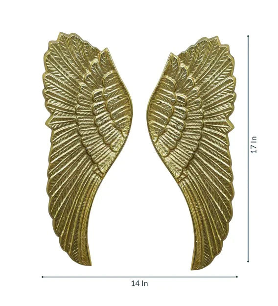 Wall Art : Golden Aluminium Feather Wall Art