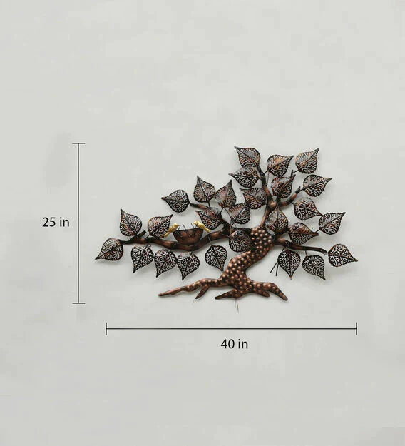 Wall Art: Iron Decorative Tree Wall Decor With LED In Brown