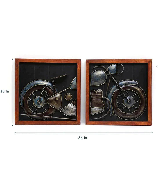 Wall Art : Wrought Iron Bike Wall Painting Art In Brown