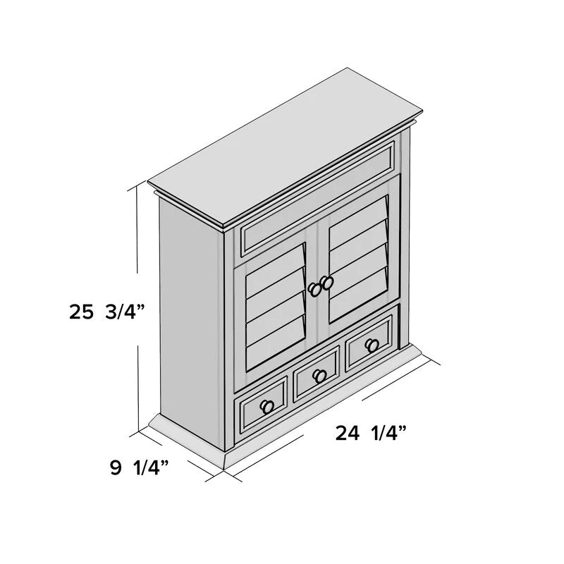 Wall Cabinets: 23.63'' W x 25'' H x 9'' D Solid Wood Wall Mounted Cabinet