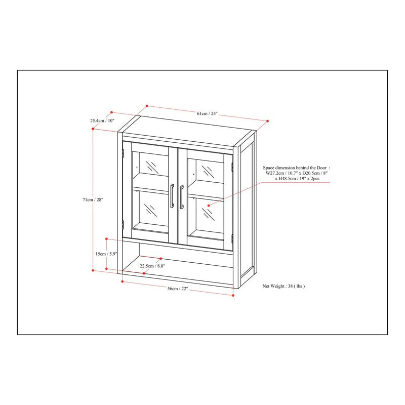 Wall Cabinets: 24'' W x 28'' H x 9.8'' Wall Mounted Cabinet