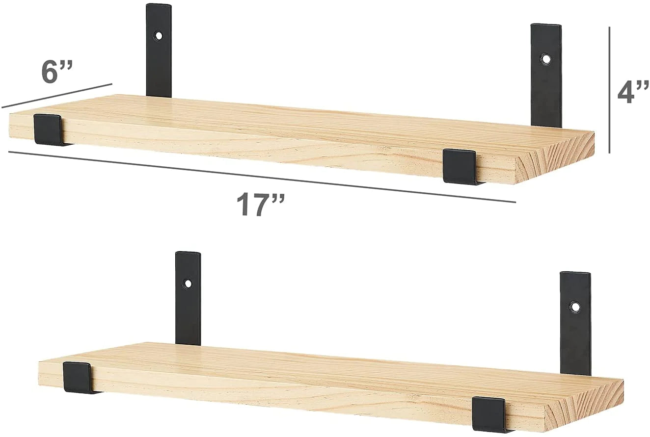 Wall Shelves: Set of 2 Modern Decorative Display Shelf with L Bracket Storage