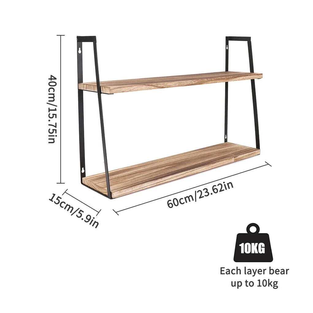 Wall Shelves: Wood Shelf for Display, Books, Storage & Decor - for Bathroom, Office, Living Room, Laundry, Kitchen (Antiqued Silver)