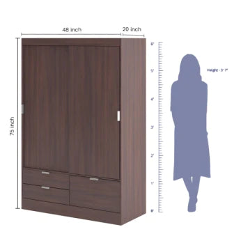 Wardrobe : 2 Door Wardrobe (In Classic Walnut)