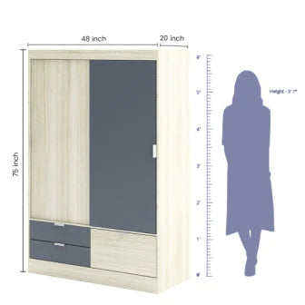 Wardrobe : 2 Door Wardrobe Cupboard (In Highland Pine Finish)