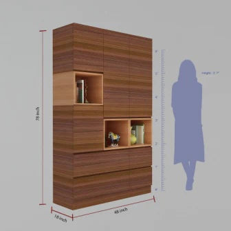 Wardrobe : 3 Door Wardrobe (In Planked Walnut Finish)