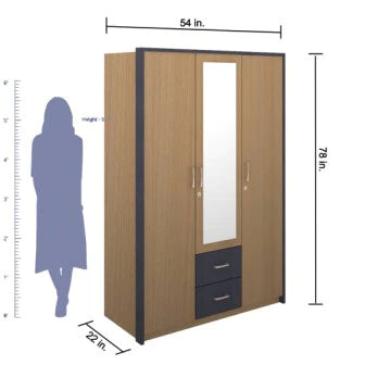 Wardrobe : 3 Door Wardrobe (In Urban Teak)