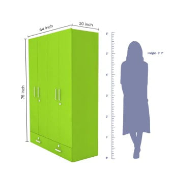 Wardrobe : 4 Door Wardrobe (In Blooming Green)