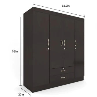 Wardrobe : 4 Door Wardrobe (In Wenge Brew Finish )