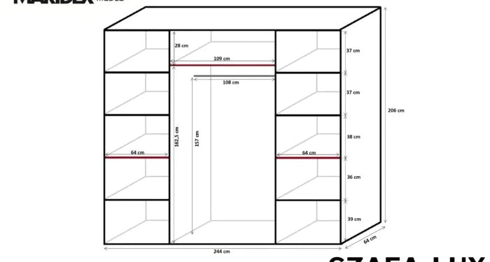 Wardrobe: 9 Shelves White Wardrobe