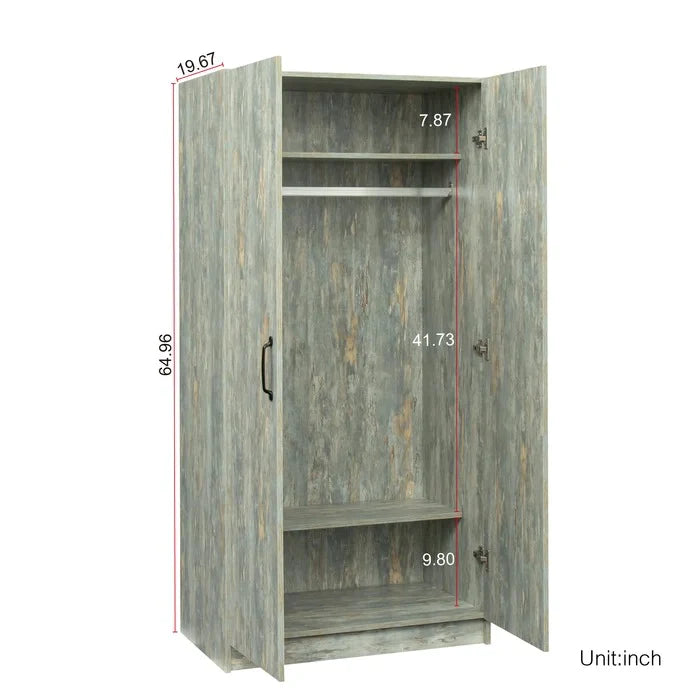 Wardrobe: High Wardrobe With 2 Doors,Grey