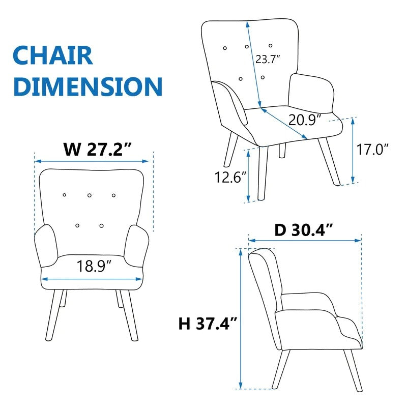 Wing Chair: Matun 27.2'' Wide Tufted Wingback Chair and Ottoman