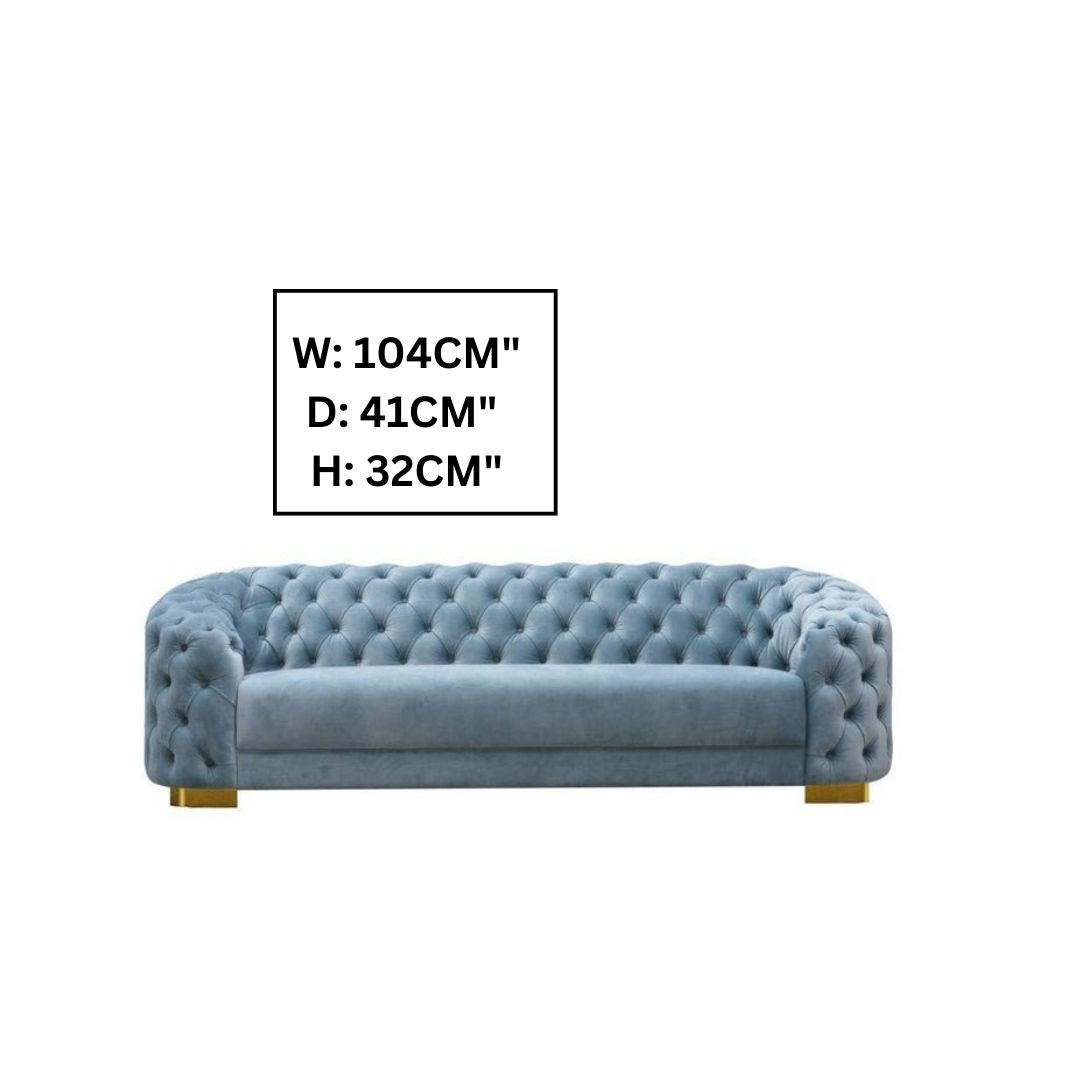3 Seater Sofa Set:- Nia Velvet Fabric Sofa Set (Sky Blue)