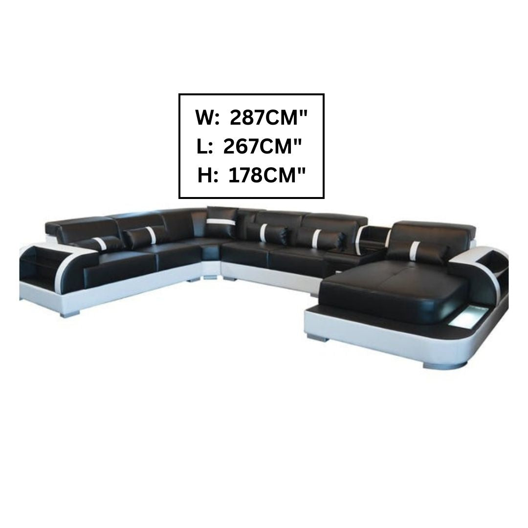 U Shape Sofa Set: 8 Seater Modern Leatherette Sofa Set
