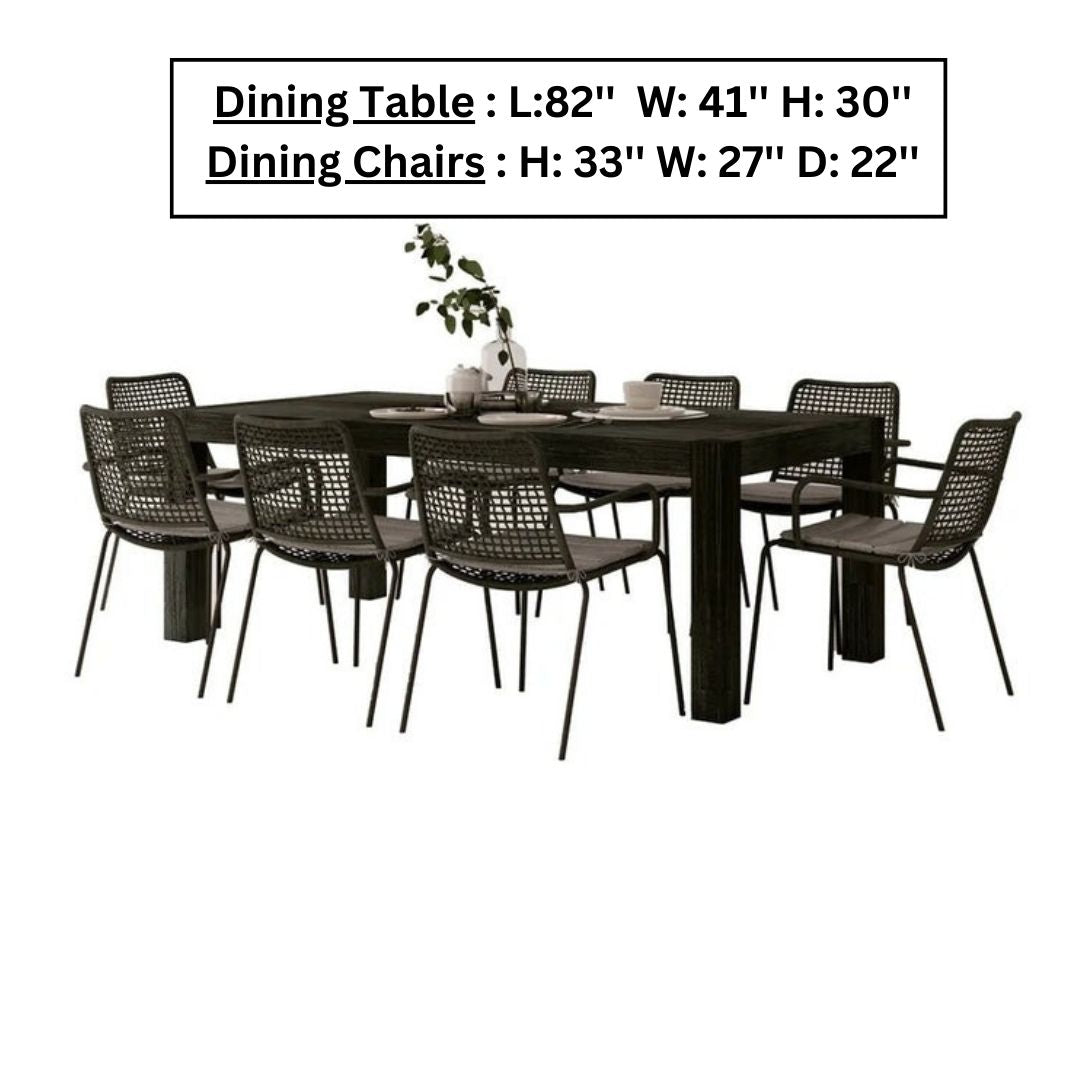 Dining Set: Acacia Solid Wood  8 Seater Dining Set
