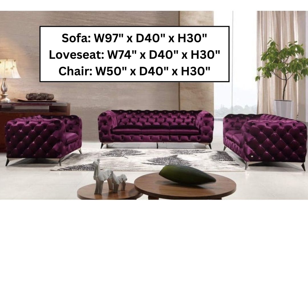 6 Seater Sofa Set: -Modern Chesterfield 3+2+1 Fabric Sofa Set