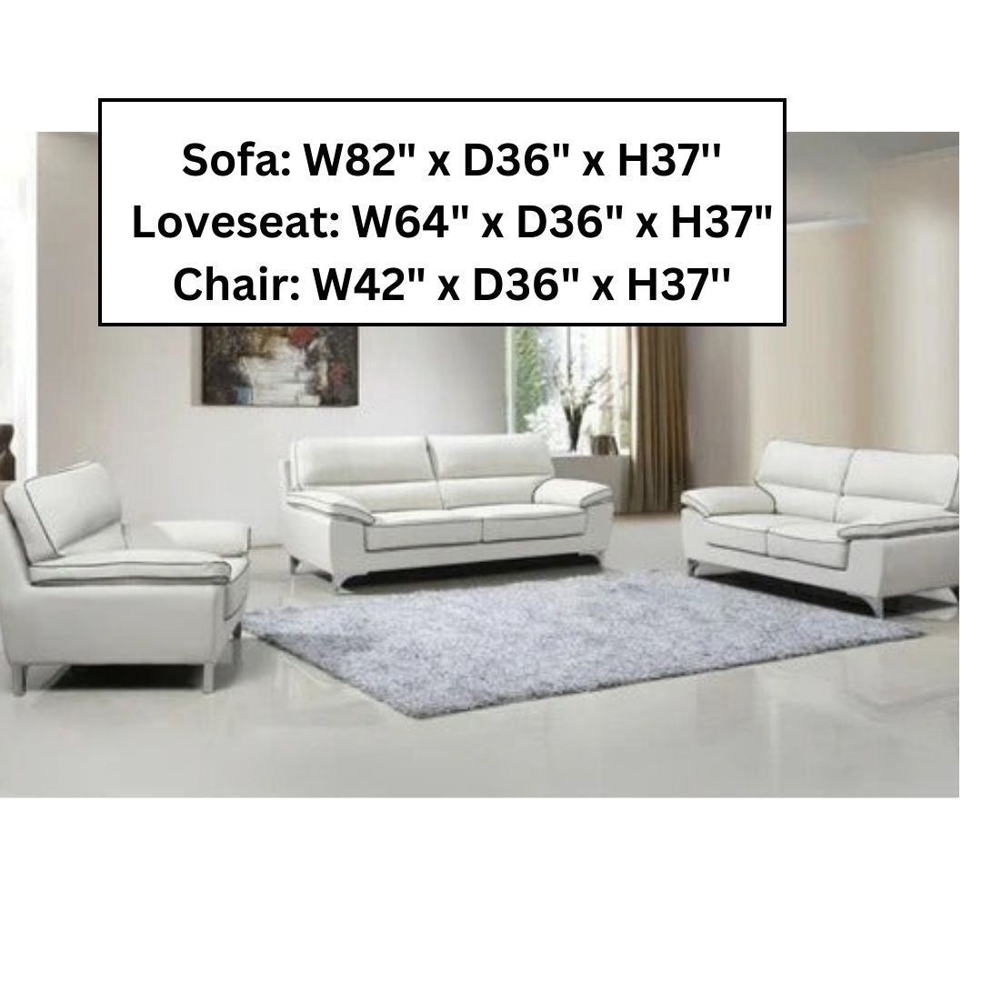 Modern Sofa Set: 5 Seater Leatherette Light Grey Sofa Set