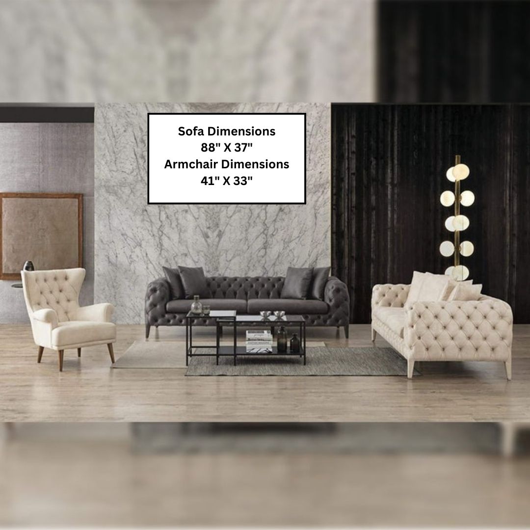 Designer Sofa Set:- 2+2+1, 5 Seater Luxury Furniture Sofa Set (Grey & Cream)