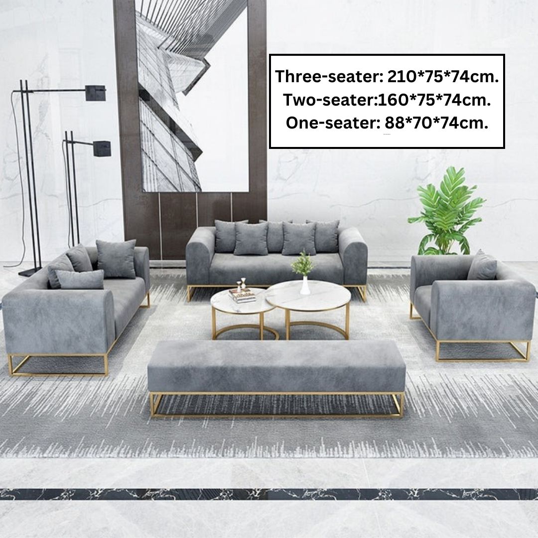 Designer Sofa Set:- Modern Puffy Sectional Design Luxury Furniture Sofa Set (Grey)