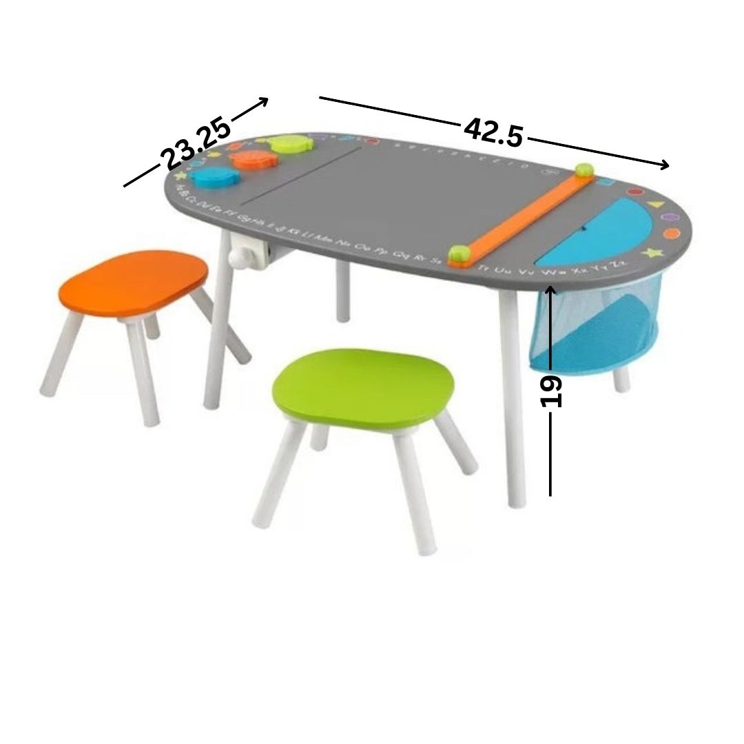 Kids Writing Table: 3 Piece Oval Arts And Crafts Table and Chair Set