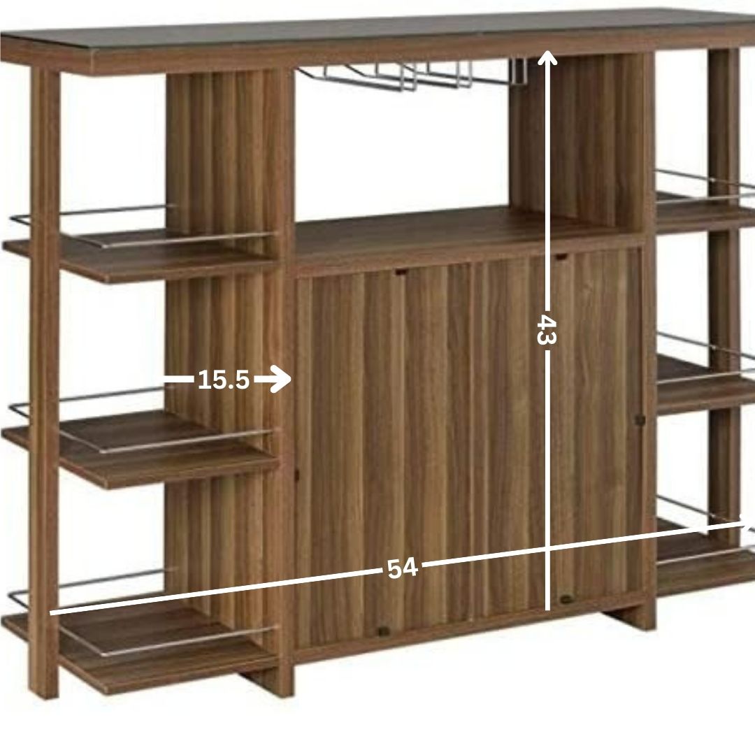 Bar Cabinet: Modern Home Bar with Wine Storage in Walnut