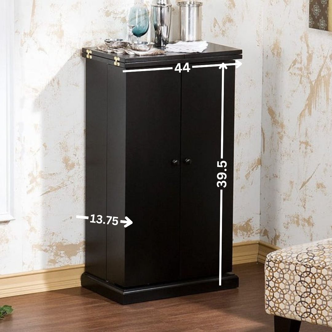 Bar Cabinet: Space Saving Fold Away Bar Cabinet, Black