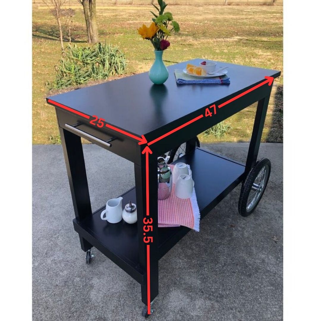 Bar Trolley: Black Rectangular Bar Trolley