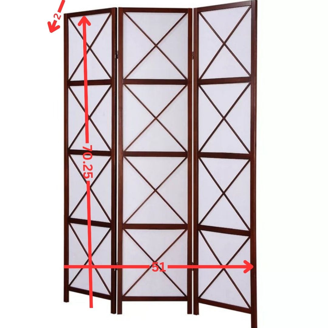 Room Dividers: 51'' W x 70.25'' H 3 - Panel Solid Wood Folding Room Divider