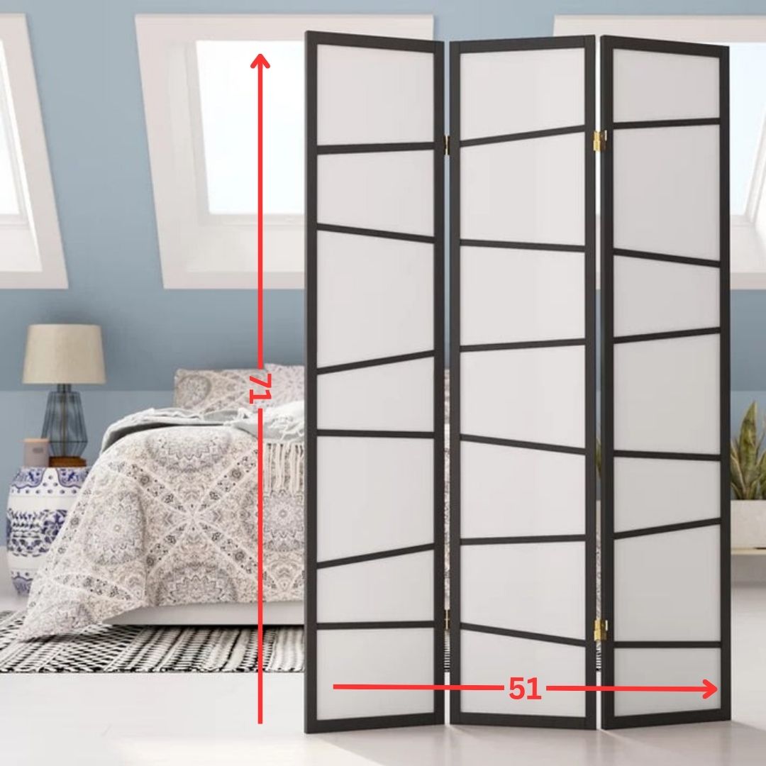 Room Dividers: 51'' W x 71'' H 3 - Panel Solid Wood Folding Room Divider