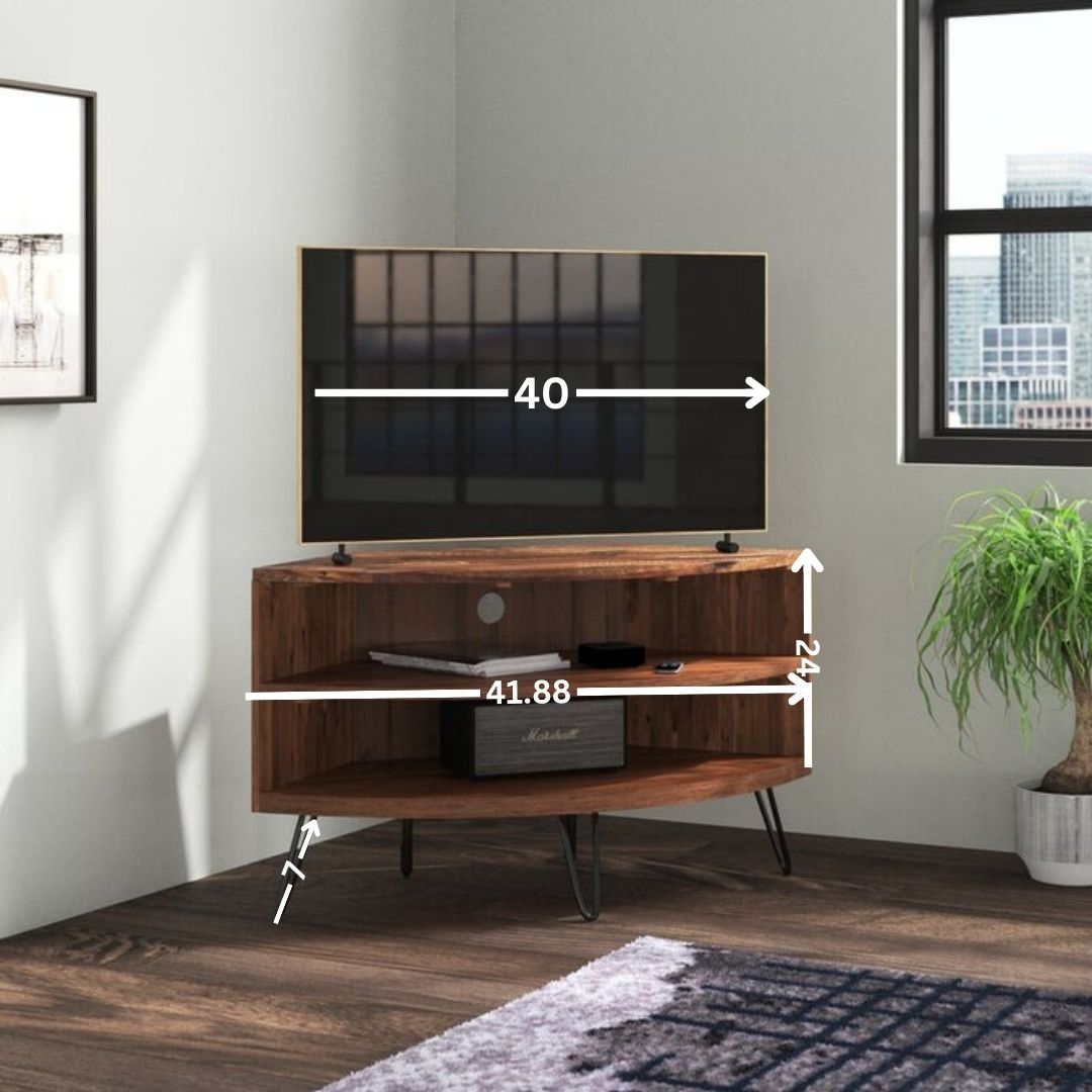 TV Console: Solid Wood Corner TV Stand for TVs up to 49"