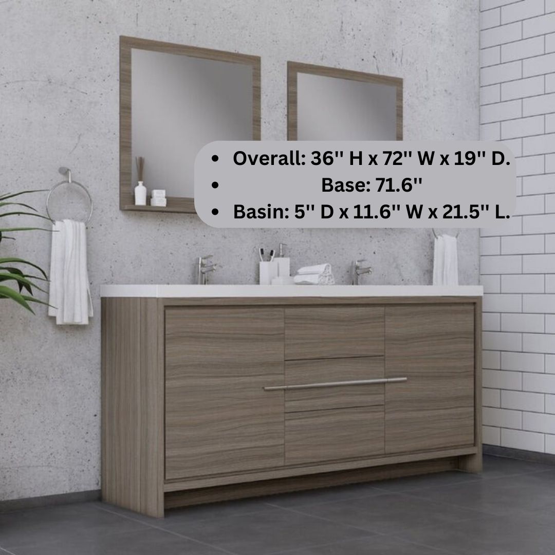 Double Sink Vanities: 72" Double Bathroom Vanity Set