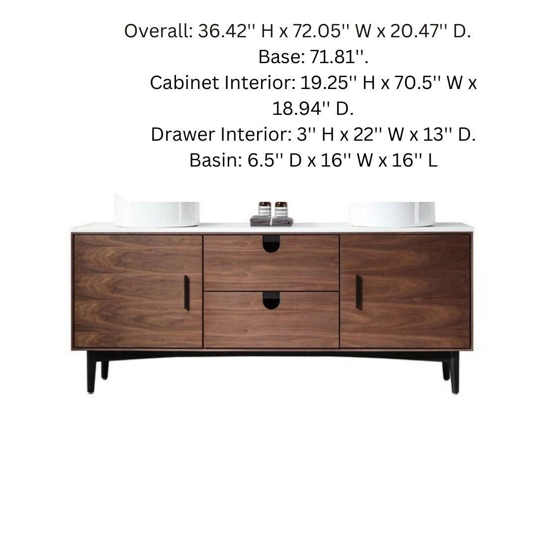 Double Sink Vanities: 72" Double Bathroom Vanity Set