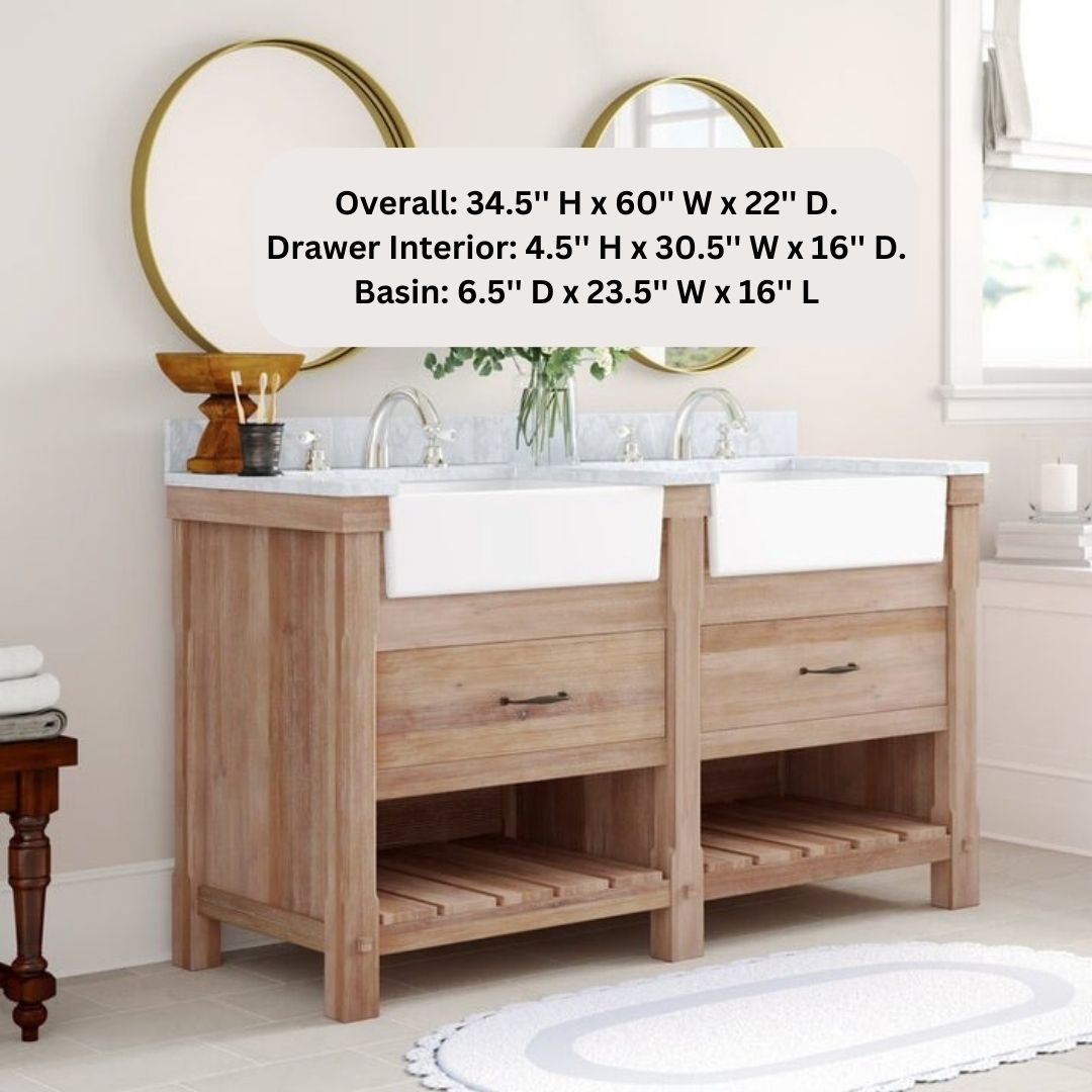 Double Sink Vanities: 60" Double Bathroom Vanity Set