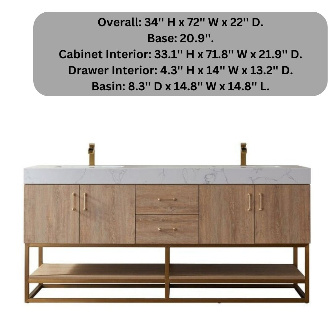 Double Sink Vanities: 72" Double Bathroom Vanity Set