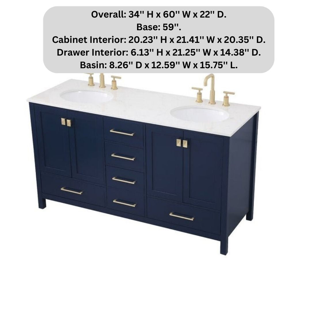 Double Sink Vanities: 60" Double Bathroom Vanity Set