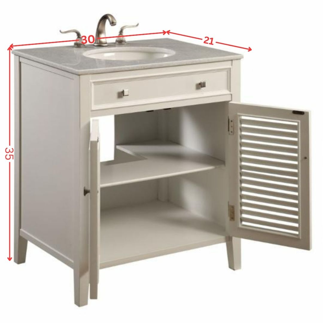 Single Sink Vanities: Single Bathroom Vanity Set - White