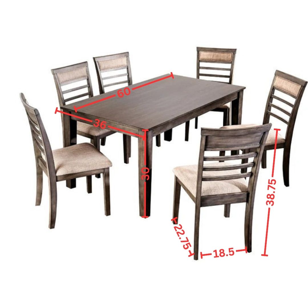 Dining Set: Dining Table with 6 Chairs Wood Dining Set