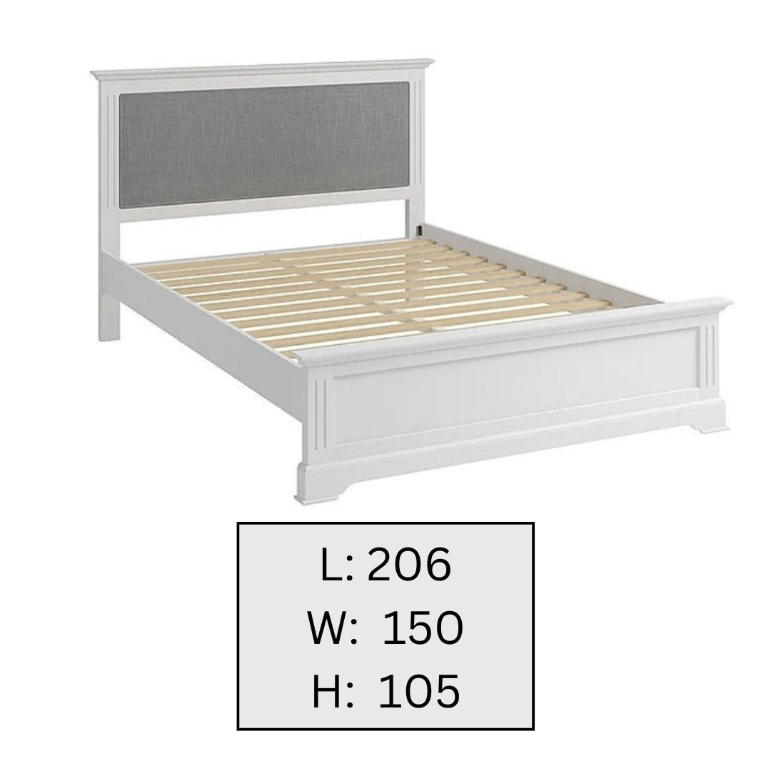 Double Bed: Painted White Wooden Double Bed